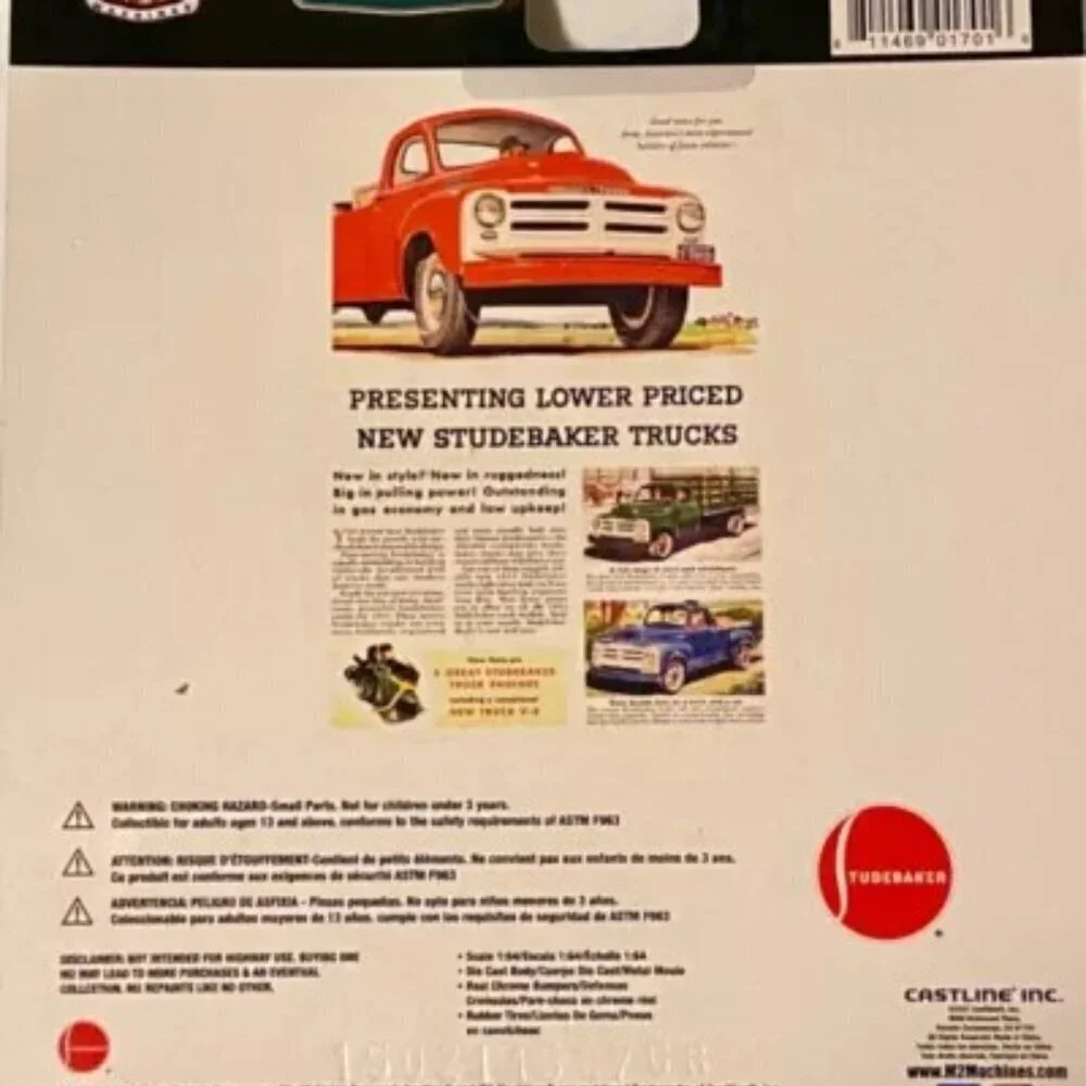M2 Machines 1954 Studebaker‎ 3R Truck Rubber Tires Red 1:64 Die-cast Model NIP